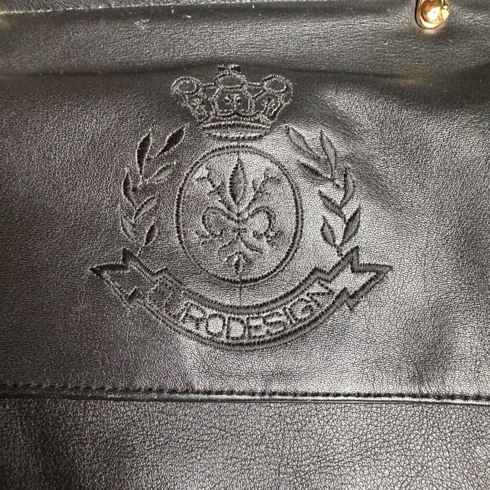 Vintage Eurodesign Black Leather Portfolio Bag With Shoulder Strap & Buckle Clos - Picture 2 of 12